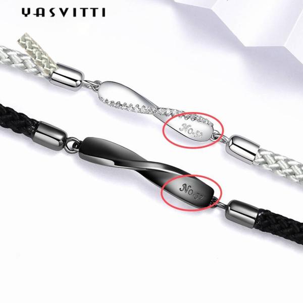 bracelete da corda do preto de 8.7in 7g Sterling Silver Jewelry Bracelets 3A CZ