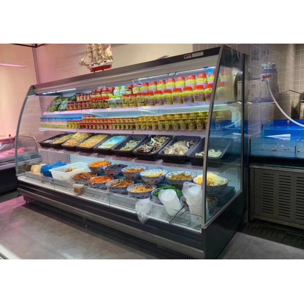 Vendedor de cortinas de aire verticales con paneles finales de vidrio transparentes