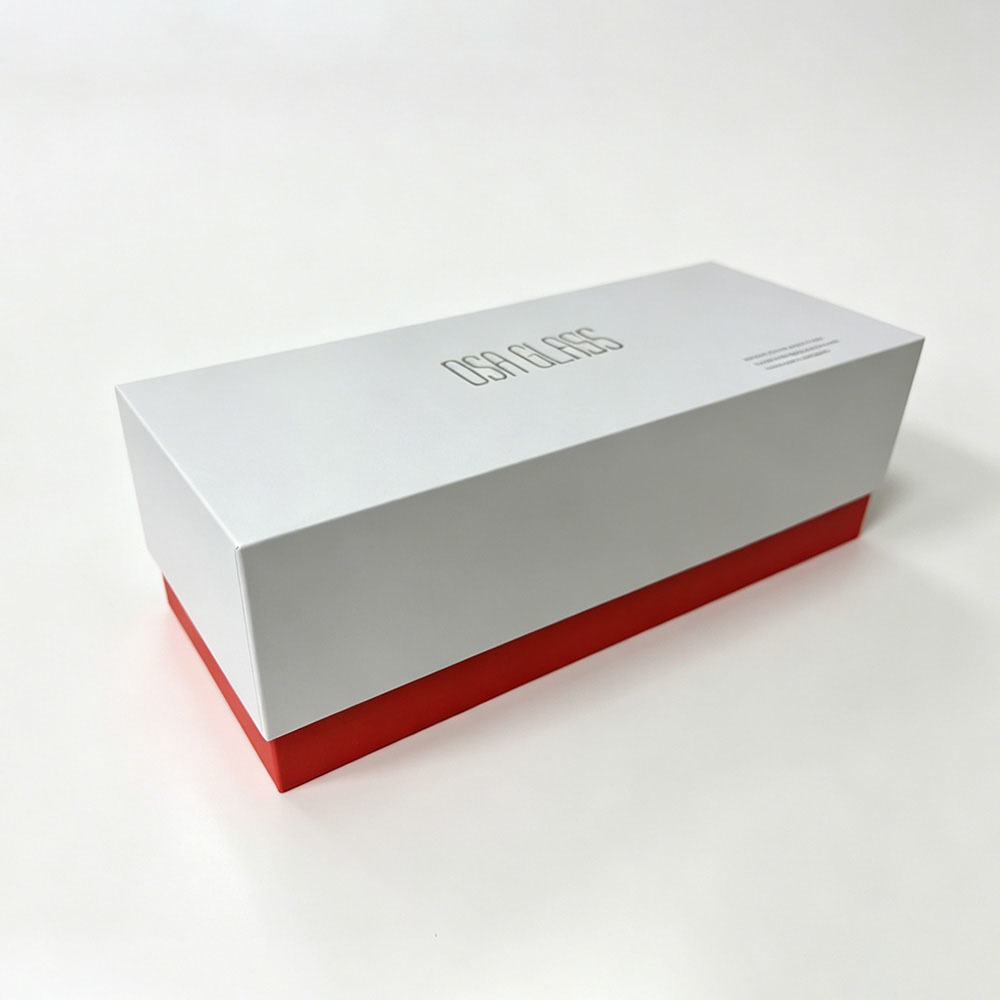 Long Rectangular Lid And Base Boxes Gold Foil Logo With Minimalist Exterior