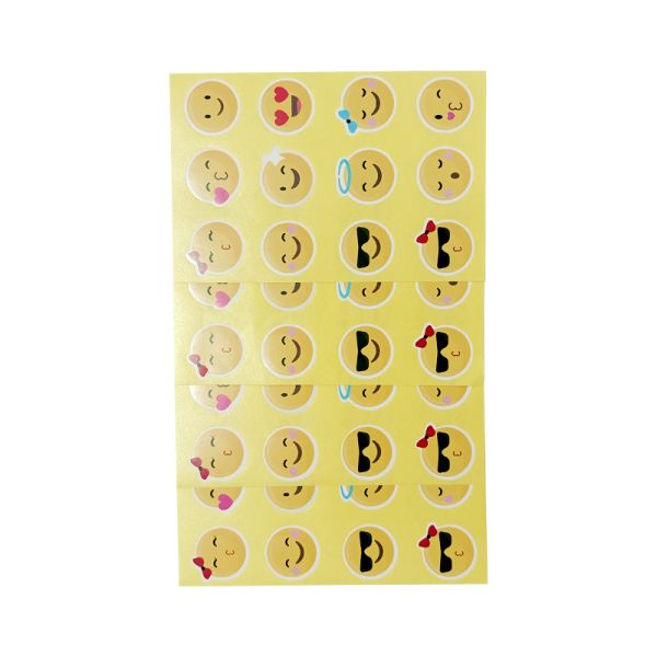 Emotional Smile Expression Adhesive Round Stickers Cute Custom Logo