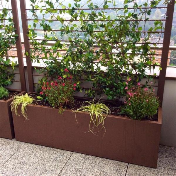 Grandes painel de Corten e caixa decorativos de aço retangulares do plantador para o jardim