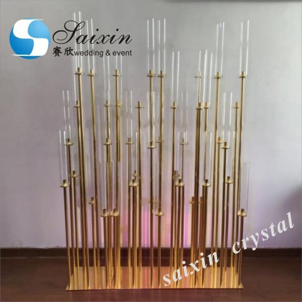Venda quente porta-velas de ouro alto peças centrais para decoração de casamento
