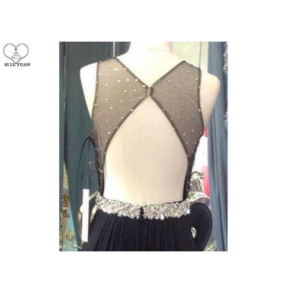Special Pleated A Line Ball Gown , Beading Belt Sleeveless Sexy Black Prom Dress