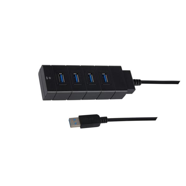 Ultra Slim Aluminum 4 Port Black Superspeed Usb 3.0 Hub