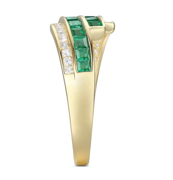 Prong Setting Emerald Ruby Women'S Diamond Statement Rings Size 6- Size 10