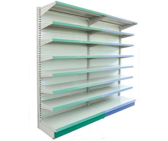 Wall Gondola Supermarket Display Shelving / Heavy Duty Display Single Sided Metal Shelf