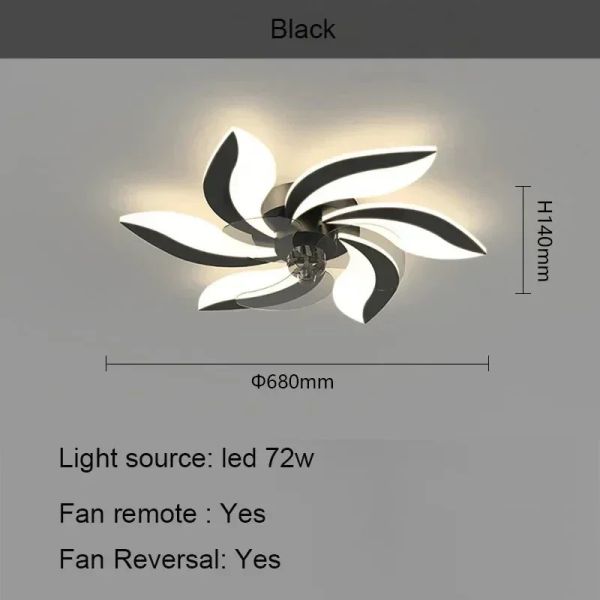 Remote Control Living Dining Table Room Bedrooms Fan Lighting Fixtures Petals led Ceiling fan light(WH-CLL-57)
