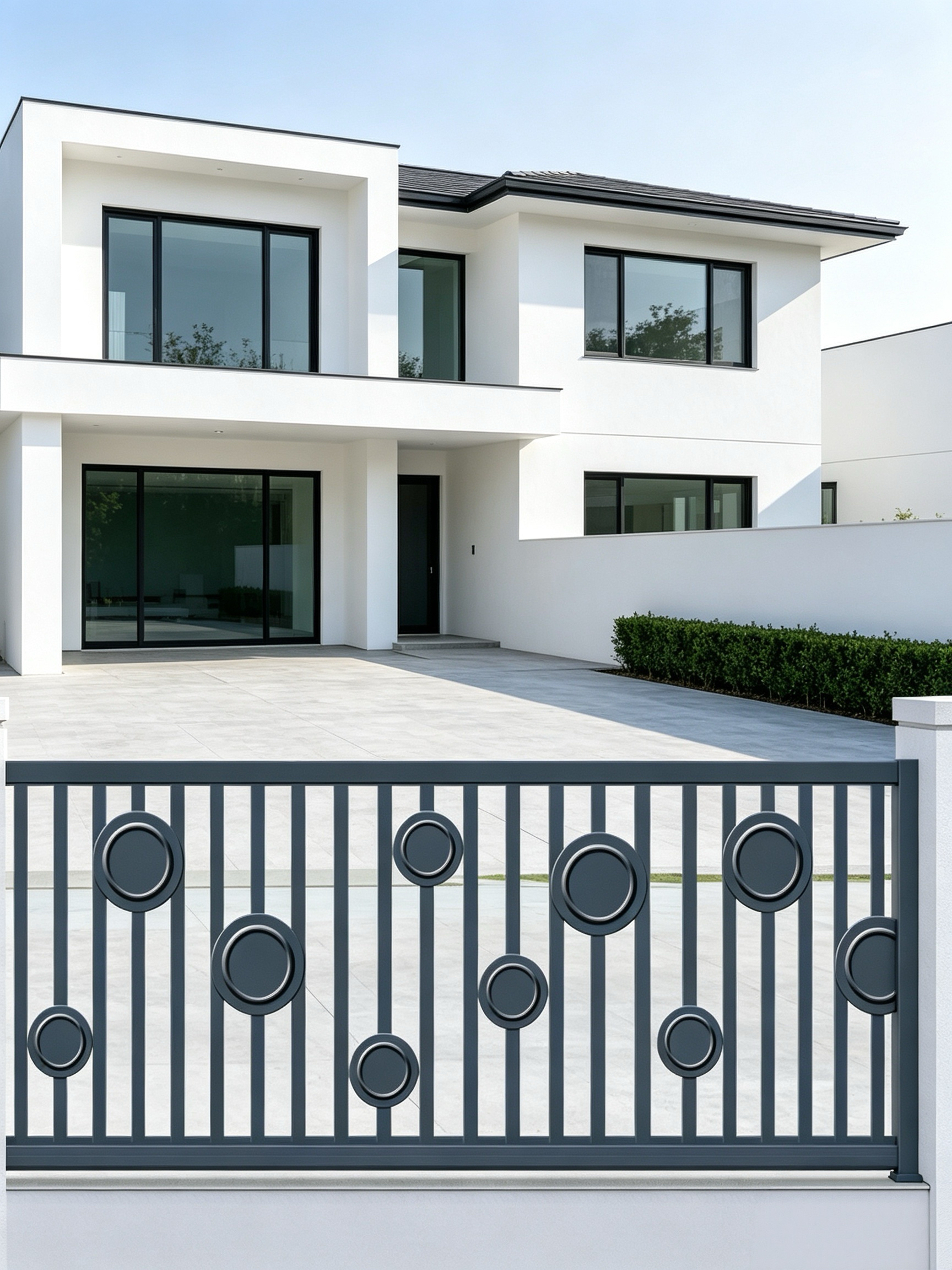 Round Custom Outdoor Aluminum Fence - Minimalist Villa Railing