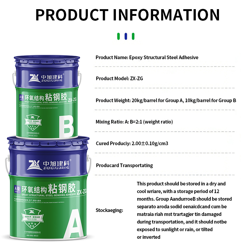 Two-Component Bucket-Packed Epoxy Structural Steel Bonding Adhesive for Buildings Walls Slabs Beams Steel Bonding Reinforcement