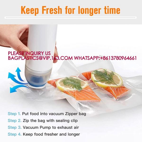 Vacuum Food Saver Bag, Reusable Freezer Bags, Vac Seal Bag Double Lock Zipper Keep fresh