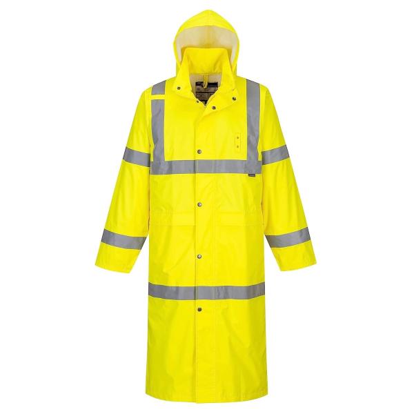 Reflective Raincoat, Classic Raincoat Waterproof Hi Vis Reflective Long Rain Jacket ANSI Class 3 Yellow, 4X-Large