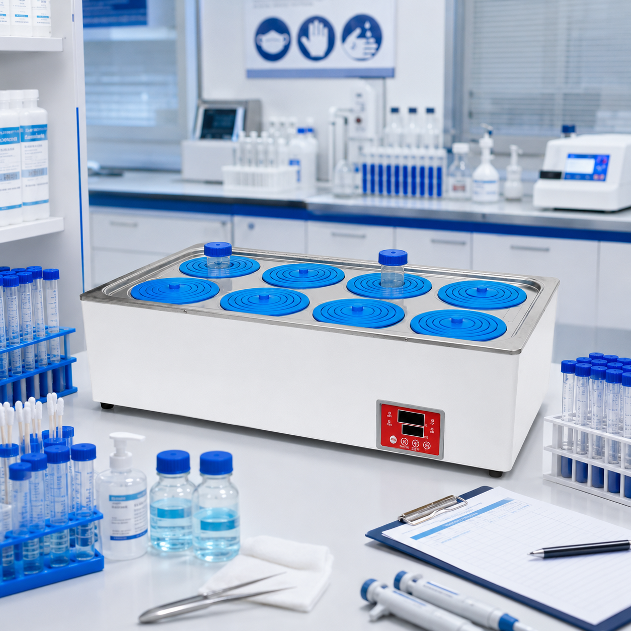Cenlee Aquaculture Hygiene Education Lab Safe Heating HH-8 8-Hole PID Control 100°C Water-Shortage Protection Digital Water Bath