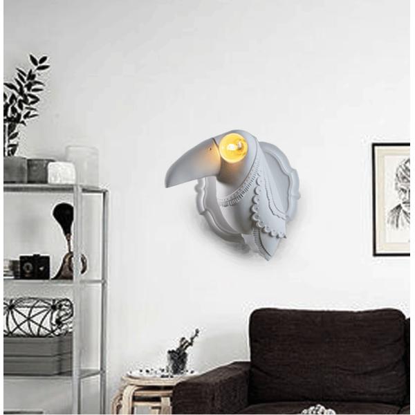 Resin animal wall lamp bedroom bedside lamp living room decor White Ceramic Toucan Wall Light (WH-VR-72)