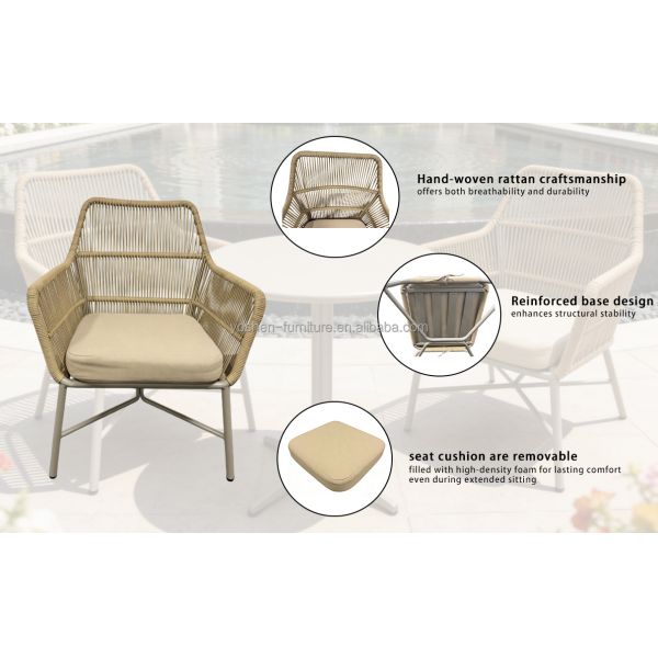 Cozy Modern Rattan Chair with Cushion & Metal Frame for Balcony Deck Garden Patio
