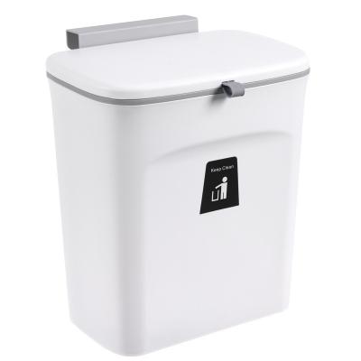Household Kitchen Perforation-free Non-trace Plastic Wall Hanging Sliding Lid Can Be Hung Paper Basket Trash Recycling Bin