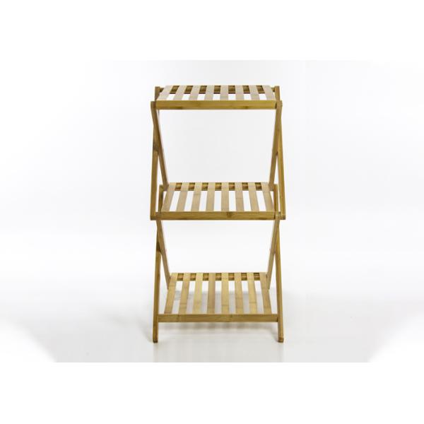 Foldable H68cm W35cm Bamboo Bathroom Storage Shelf