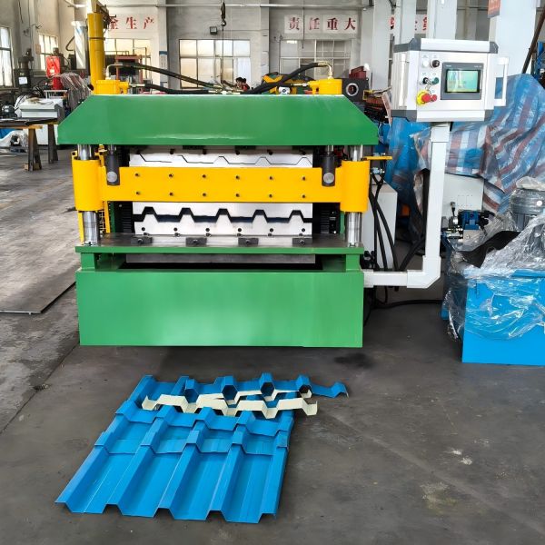 Most Popular Design Galvanized Steel 0.3-0.8mm Thickness Trapozial IBR PBU Roofing Sheet Double Layer Roof Panel Roll Forming Machine with hydraulic decoiler