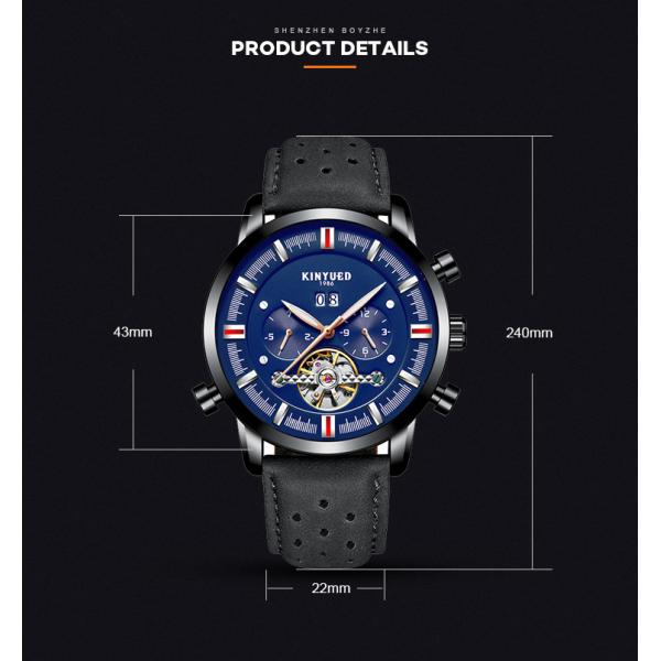 Fashionable Sports Minimalist Mechanical Watch Leather Wrist Watch