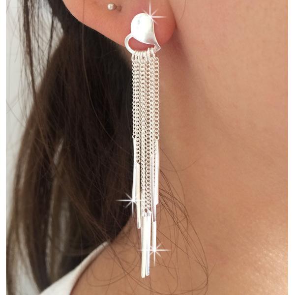 990 стерлинговых серебряных серег падения Tassel 0.19oz серег 7.1cm ювелирных изделий длинных