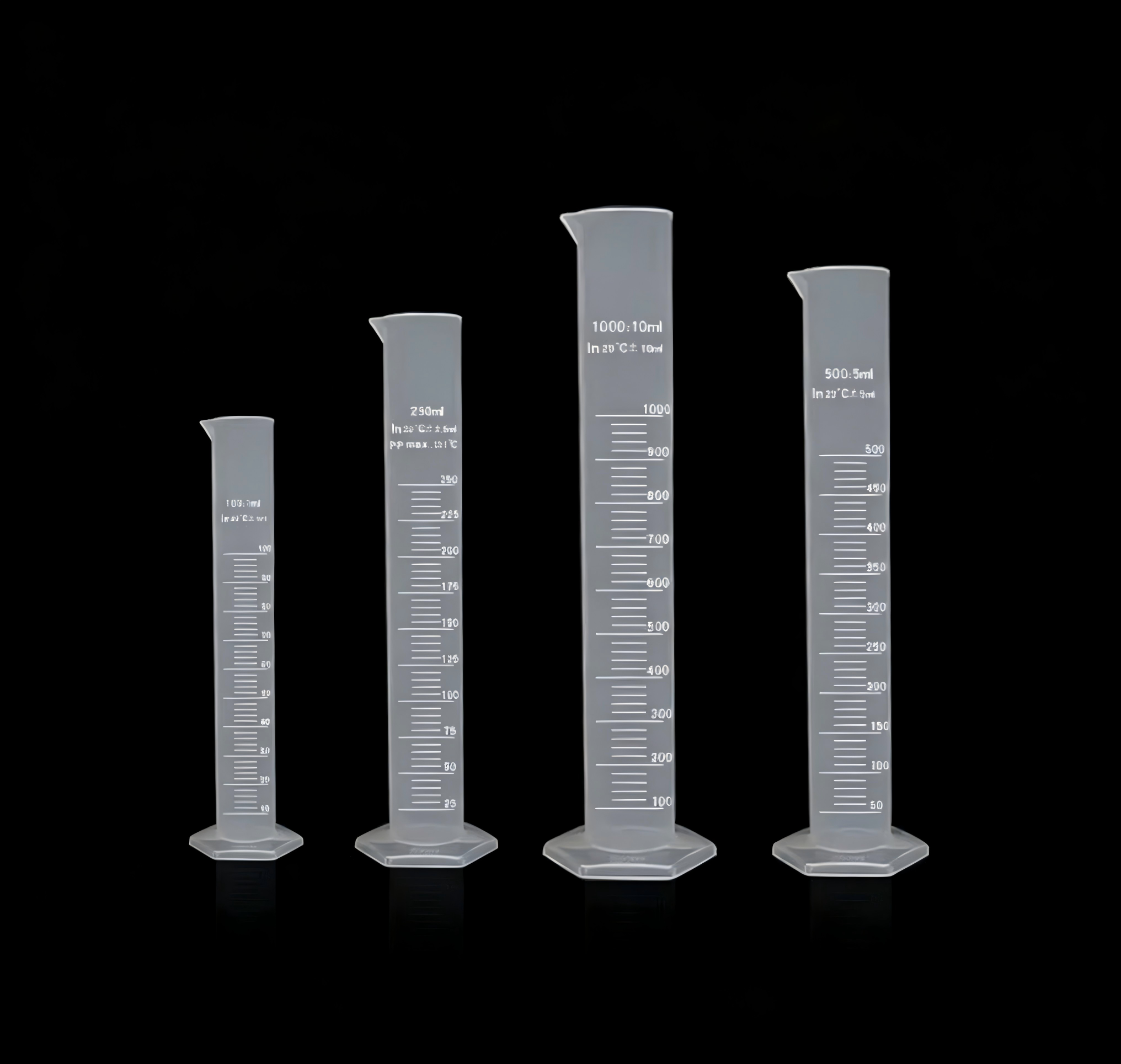 Lab Use Graduated Plastic Measuring Cups 10mL 2000mL Set Without Stopper for Liquid Testing