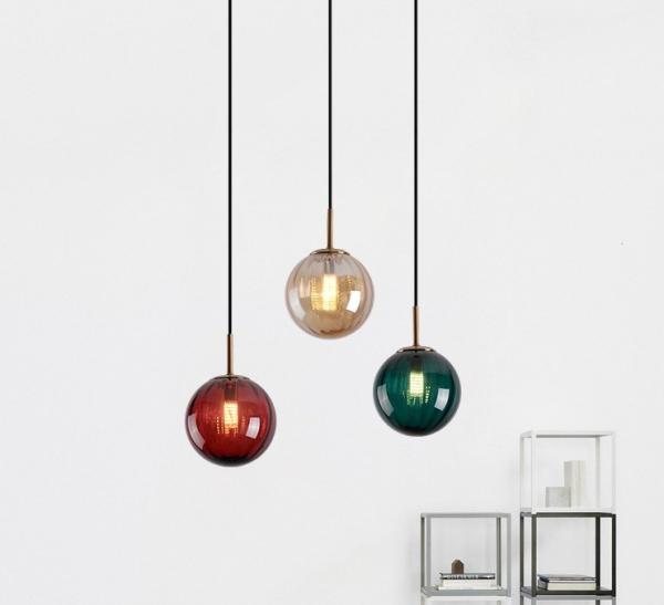 Colorful Modern Glass Globe Pendant Light For Dinning Room