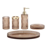 Acessórios de banheiro de vidro quadrado moderno com faixa vertical e padrão de diamante