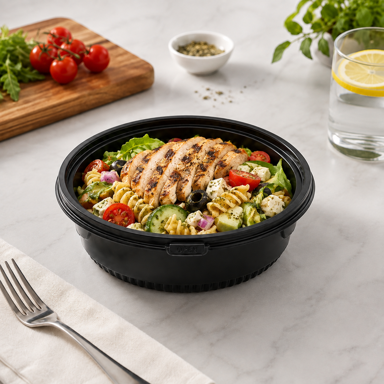 750ml Deep PP Takeaway Snap Lock Bowls Tamper Evident Lid Color Options