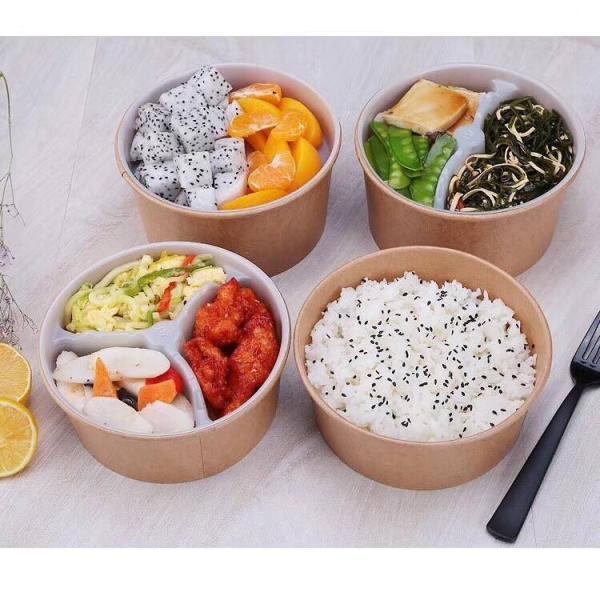 Eco Friendly, Oil Resistant, Salad Soup Rice Noodles Bowl, Bamboo Pulp, Disposable, Kraft Paper Bowl Lid