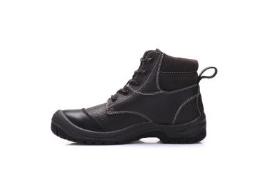 Desert High Ankle Black Safety Shoes Mens Cow Leather With Steel Toe /l Plate