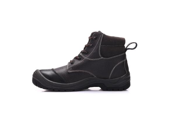 Desert High Ankle Black Safety Shoes Mens Cow Leather With Steel Toe /l Plate