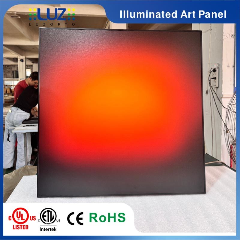 Dusk Red Backlit Acrylic Light Box – Matte Black Frame Smart Wall Light