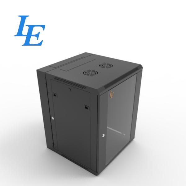 19 polegadas RAL9005 6U 9U 12U 15U Seção dupla preta SPCC Mural de montagem de metal Cabinet Rack Enclosure com porta da frente de vidro Temepred