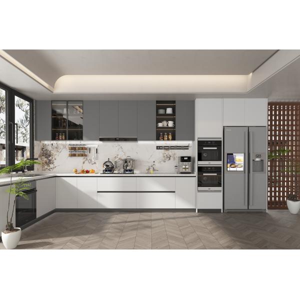 Set Indoor Kitchen Cabinets Gloss L Shaped Modern Modular Price Gray  Furniture