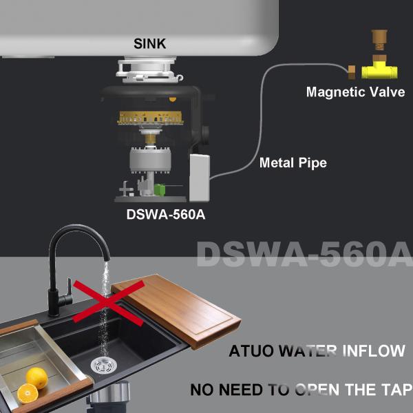 DSWA New Kitchen Food Garbage Processor Disposal Crusher AC motor white color with remote control