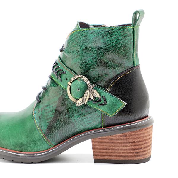 Женские кожаные ботинки с низким каблуком