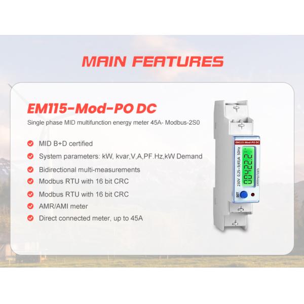 EM115 Digital Angle Meter with 230V Output Voltage and 5 45 A Measuring Energy Range