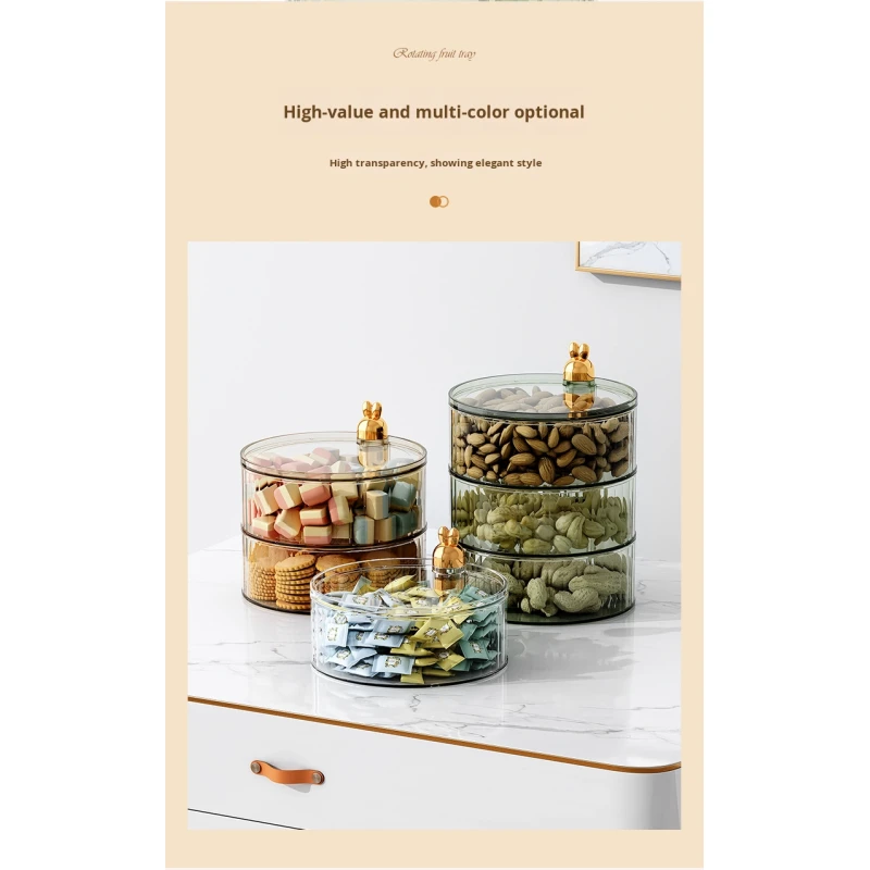 Multi-Layer Rotating Compartmentalized Modern Sustainable Round Jewelry Box Creative Plastic Food Container