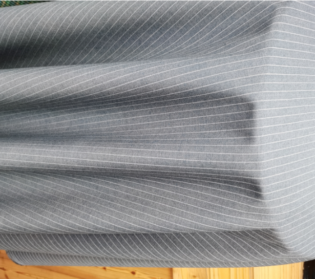 25%Rayon 75%Polyester 230gsm Vertical-Striped RT Suiting Grey Business Fabric