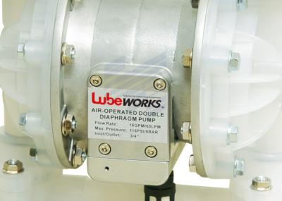 3 / 4 Inch Air Driven Diaphragm Pump With 16 GPM Flow Rate / Viton Elastomer