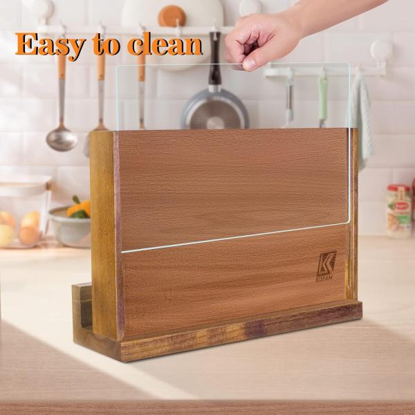 Double Sided Magnetic Wooden Knife Rack with Acrylic Protection Shield and Customized Logo