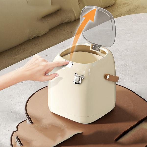 Desktop Trash Can Home Dorm Office Trash Basket High Appearance Level Living Room Press Type Trash with Lid