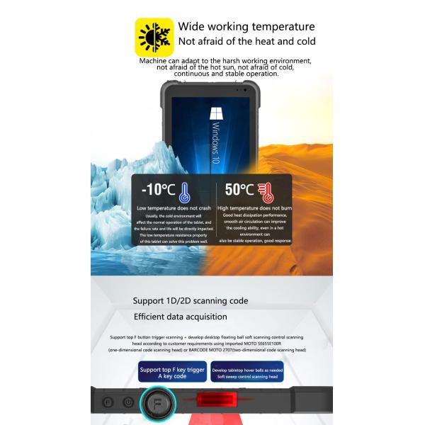 ПК Windows 10 планшета RFID 64G изрезанный, изрезанный планшет 8 дюймов I86