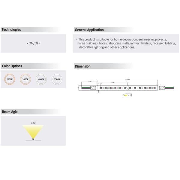 Tira LED de extrusión sólida de 10 mm de diámetro 5050 IP20 2700K 3000K 4000K 6500K RGB 24V