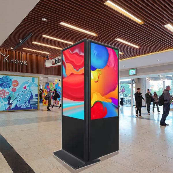 MJK Shopping Mall Vertical Freestanding LCD Advertising Screen Double Sided Digital Signage with Wheels