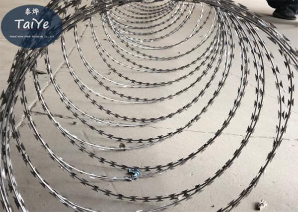 Military Field Silver Razor Blade Wire Fence 450mm 500mm Outside Diameter