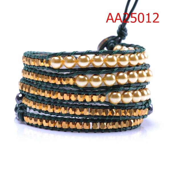 Unique Fashion Design,Charming Hand-wove Jewelry Pearl Material Leather Warp Bracelets