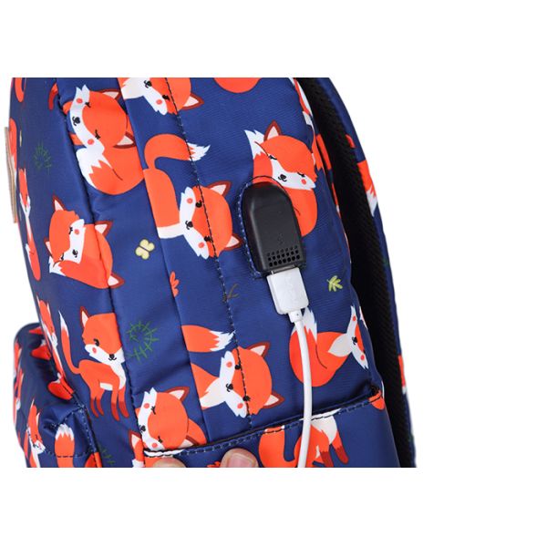 Cute Fox Prints Front Pocket Children School Bag