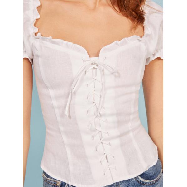 Dessus tendants occasionnels pour l'été de dessus de femmes de fermeture de lien de ruche de dames