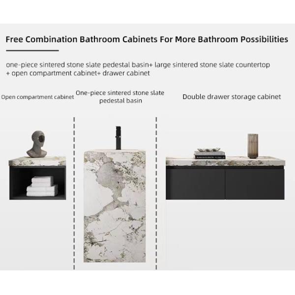 Набор шкафов тщеты ванной комнаты твердой древесины цельный спеченный сланцевый каменный плита ОДМ