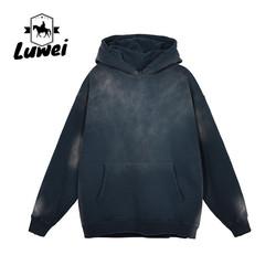 Venda em Grosso Corte Top Fashion Jumper Patchwork Gradiente em branco Lavar Vintage 380g Velo Polar 52% algodão Hoodies pesados